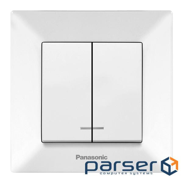 Вимикач Panasonic Arkedia Slim двоклавішний з підсвіткою, білий (WNTC00102WH-UA) (WNTC00102WH-UA)