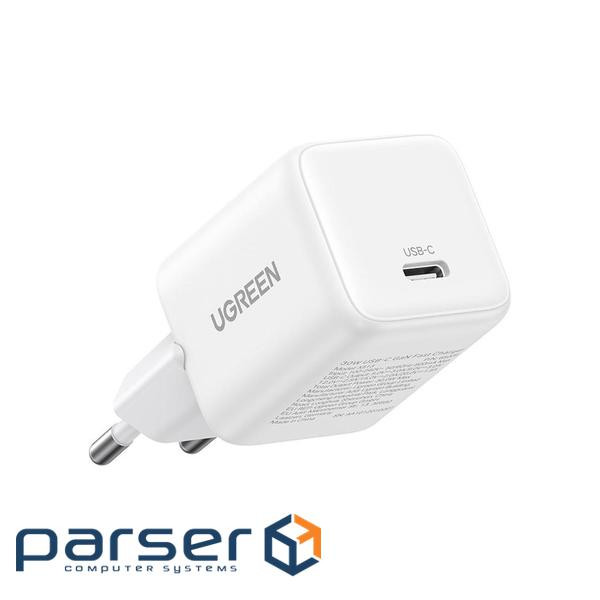 Зарядний пристрій Ugreen USB-C PD30W GaN white (65009)