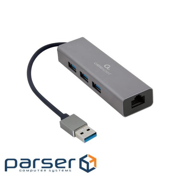 Мережний адаптер із USB хабом CABLEXPERT USB AM Gigabit Network Adapter (A-AMU3-LAN-01)