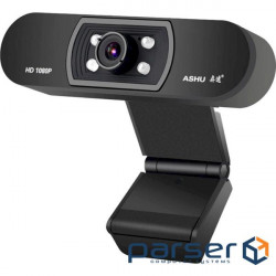 Веб-камера ASHU 2.0 MegaPixels, 1920x1080 відео: до 30 к/с, кут 110 °, USB, вбуд. мікро . (H701 black)