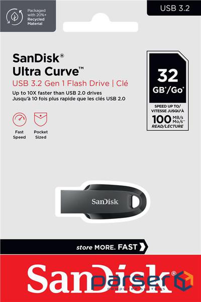 Флеш-накопичувач SanDisk 32GB USB 3.2 Ultra Curve Black (SDCZ550-032G-G46)