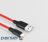 Дата кабель USB 2.0 AM to Lightning 1.0m 2A silicone X21 black+red HOCO (6957531071372)
