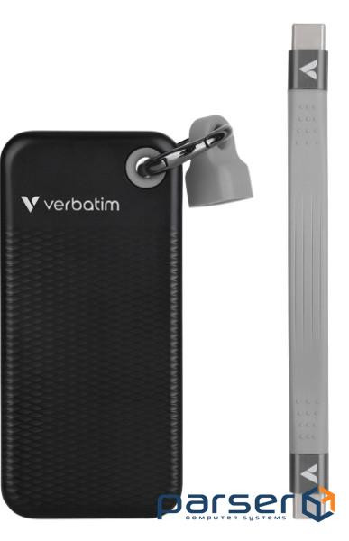 Кишеньковий SSD Verbatim з брелком і кріпленням для кабелю - 1 ТБ чорний/сірий (32190)