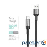 Дата кабель USB 2.0 AM to USB-C 2.0m 6A braided wire black ColorWay (CW-CBUC097-BK)