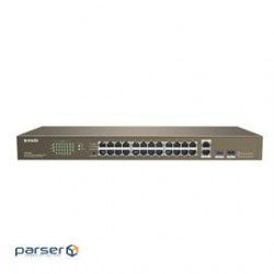 Tenda Switch TEF1026F 24-Ports 10/100M Unmanagement Switch with 2GE and 2 SFP(Combo) Retail