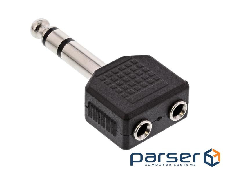 Перехідник аудіо Jack 3.5mm 3pinx2-6.3mm F/M,адаптер Stereo-Stereo AUX,чорний (77.09.9304-1) (77.09.9304-1)