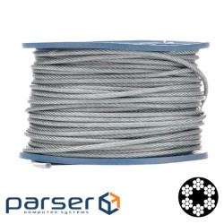 Трос APRO 6мм (5+1мм) DIN 3055 (6x7+FC) бухта 100м в ПВХ оплетке оцинкованный