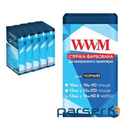 Стрічка до принтерів 13мм х 16м HD п. Black*5шт WWM (R13.16HR5)