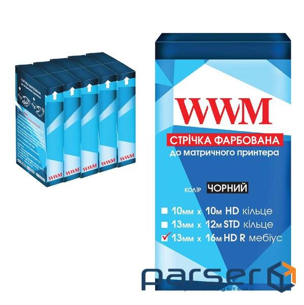 Стрічка до принтерів 13мм х 16м HD п. Black*5шт WWM (R13.16HR5)