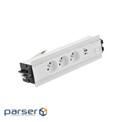 Розет блок S485: 3x250В тип F, зар пристр 2xUSB A+C, 2xRJ45 Keystone, білий (48530F30BK00000-33)