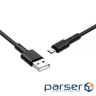 Кабель BOROFONE BX31 Soft silicone Micro-USB devices 1m. Black (BX31MB)