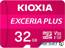 Карта памяти KIOXIA Exceria plus microSDXC 32Gb Class 10 U3 V30 + ad (LMPL1M032GG2)