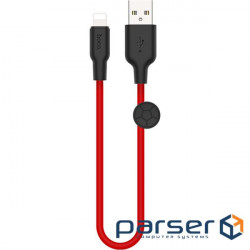 Кабель HOCO X21 Plus USB-A to Lightning 0.25м Black/Red (6931474712356)
