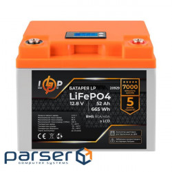 Акумулятор LP LiFePO4 для ДБЖ LCD 12V (12,8V) - 52 Ah (665Wh) (BMS 80A/40А) пластик (20929)