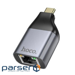 Перехідник HOCO UA35 Type-C (тато) / RJ-45(мама), Gray, Box (HOCO UA35TR)