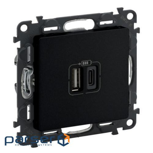 Зарядний пристрій з двома USB-роз'ємами тип А+типС Valena LIFE , 240V, 5V, 3A, матовий (756306)