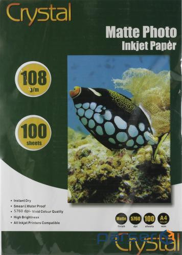 Фотопапір Crystal, матовий, A4, 108 г/м2, 100 арк (MT-A4-108-100) (MT-A4-108-100)