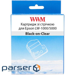 WWM ribbon cartridge for Epson LW-1000/5000 36mm x 8m Black-on-Clear (WWM-ST36K)