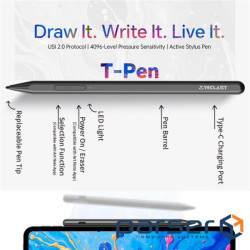 Стилус Teclast T-Pen, USI 2.0, 4096 рівнів натиску, Type-C, сірий (6940709689318)
