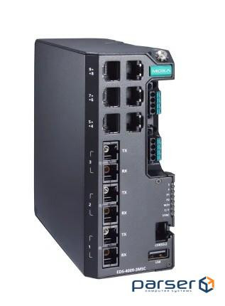 Керований комутатор Ethernet, 6 портів 10/100BaseT(X), 3 порти 100BaseFX multi (EDS-4009-3MSC-HV)