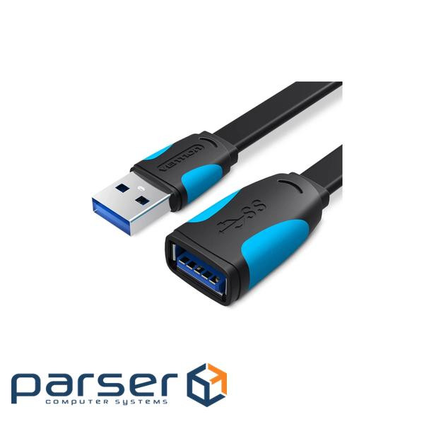 Подовжувач Vention Flat USB - USB (M/F), 2 м , Black (VAS-A13-B200)