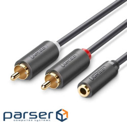 Кабель UGREEN AV102 mini-jack 3.5 мм - 2RCA 1м Gray (10588)
