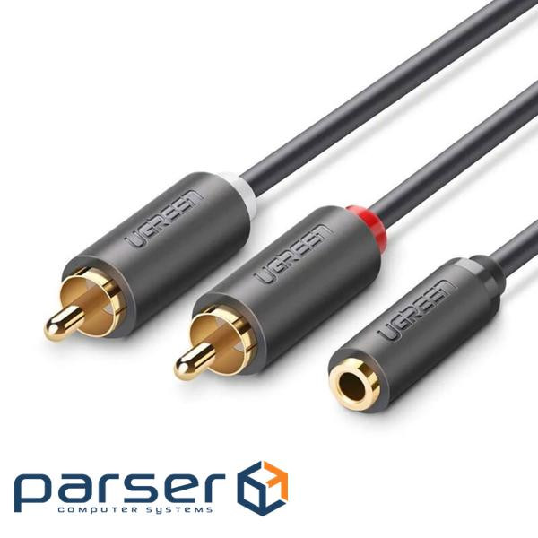 Кабель UGREEN AV102 mini-jack 3.5 мм - 2RCA 1м Gray (10588)