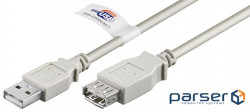 Кабель пристроїв-подовжувач USB2.0 A M/F 1.8m,AWG24+28 2xShielded Cu Certyfic.,сірий (75.06.8914-1) (75.06.8914-1)