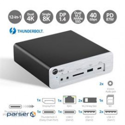 SIIG Accessory JU-DK0K11-S1 Thunderbolt3 DisplayPort1.4 Docking Station with Dual M.2 NVMe SSD and P