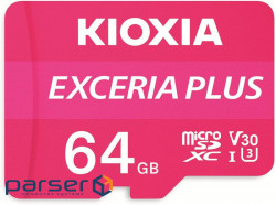 Memory card KIOXIA Exceria plus microSDXC 64Gb Class 10 U3 V30 + ad (LMPL1M064GG2)