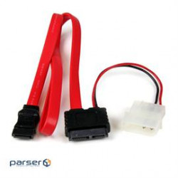 StarTech Cable SLSATAF36 36inch Slimline SATA to SATA with LP4 Power Cable Adapter Red Retail