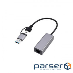 Network adapter Voltronic JP1081B/KY-RD9700 1хGE LAN CABLEXPERT USB3.1 + Type-C to Gigabit Network Adapter Gray (A-USB3AC-LAN-01)