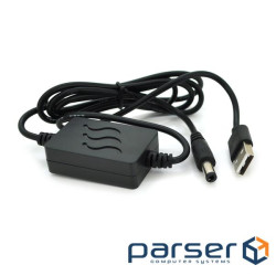 Кабель для роутера 5.5 / 2.5mm(M)=> USB2.0 (Out:12V 1А), 1м, Black, OEM (29943)
