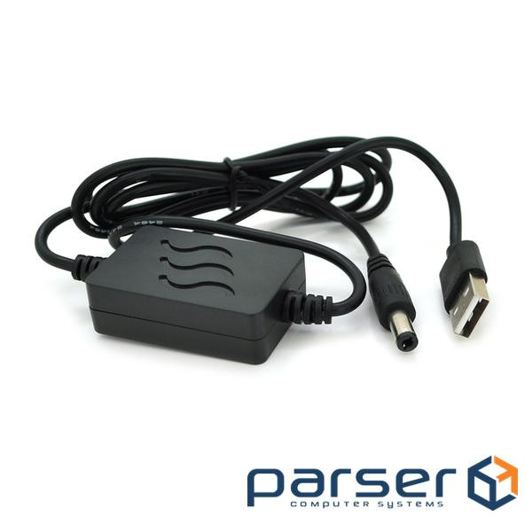 Кабель для роутера 5.5 / 2.5mm(M)=> USB2.0 (Out:12V 1А), 1м, Black, OEM (29943)