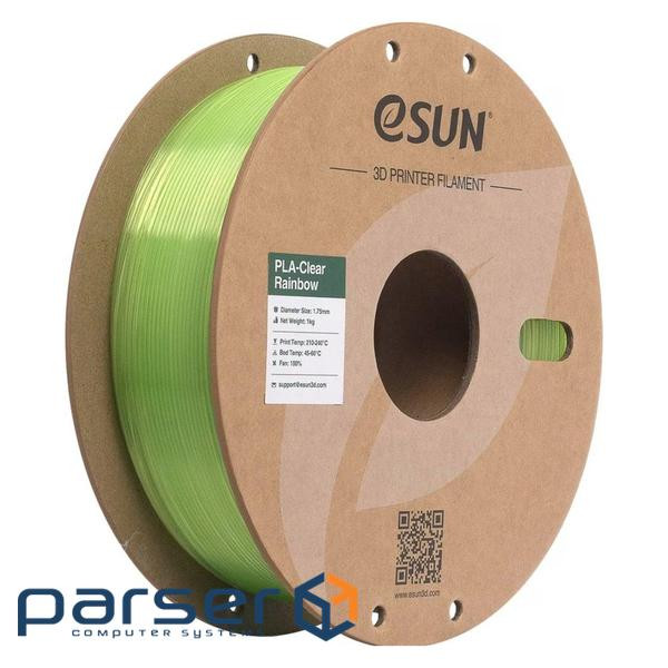 Пластик для 3D-принтера eSUN PLA Clear Rainbow 1,75mm 1kg GREEN-Crystal (PLA-CLRB175O-CG1P1)