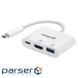 Концентратор Intracom USB3.1 Type-C to HDMI/USB 3.0/PD 60W 4-in-1 White Manhattan (152945)