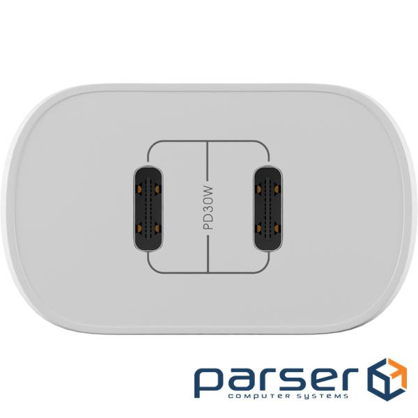 Зарядний пристрій Globex 2xUSB-C 30W FastPower white (30WCC)