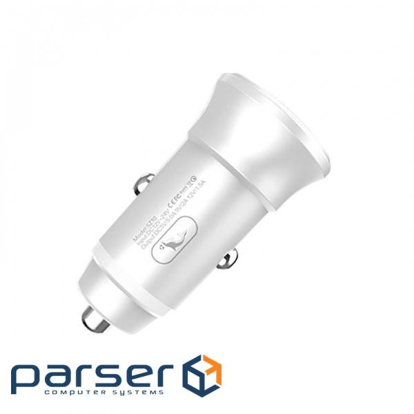 Автомобільний зарядний пристрій SkyDolphin SZ10 QC3.0 (1USB, 3.1A) White (SDAZP-000085)