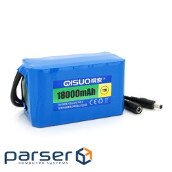 Акумуляторна батарея літієва QiSuo 12V 18A з елементами Li-ion 18650, DC5.5x2.1, (125x57x6 (QS-1218) Li-ion 18650, DC5.5x2.1, (125x57x6 (QS-1218)
