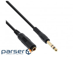 Jack 6.3mm M / F 2.0m Audio Extension Cable, Stereo AUX D = 5.0mm Gold, Black (77.09.9972-1)
