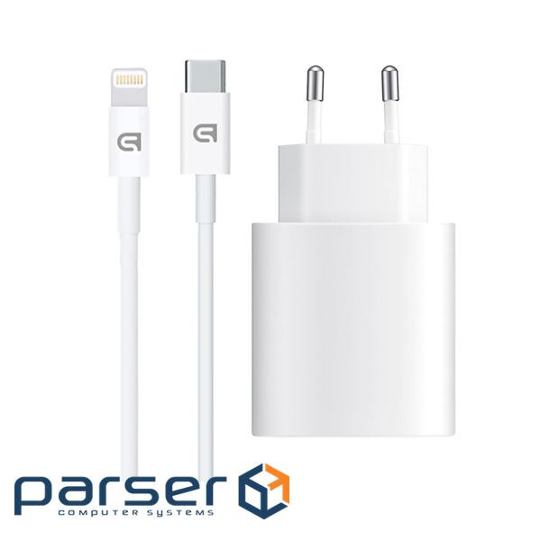 Зарядний пристрій Armorstandart AMHJ83 20W USB-C White + cable USB-C to Lightning (ARM77724)