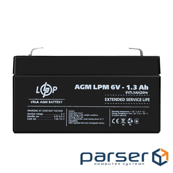 Accumulator battery LOGICPOWER LPM 6 - 1.3 AH (6В, 1.3Ач) (4157)