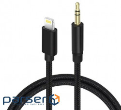 Кабель AUX Lightning - TRS Audio 3.5мм Male/Male 1м Black (S0989)