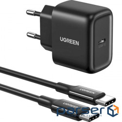 Charger UGREEN CD250 25W Type-C PD Wall Charger Black w/Type-C to Type (UGR-50581 black)