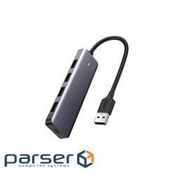 USB Hub Ugreen 4-port 15см USB 3.0 Активний, Metal Plated Shell, Ultra Slim CM219 Сірий (50985) (50985)