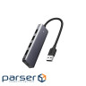 USB Hub Ugreen 4-port 15см USB 3.0 Активний, Metal Plated Shell, Ultra Slim CM219 Сірий (50985) (50985)