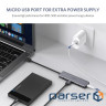 USB Hub Ugreen 4-port 15см USB 3.0 Активний, Metal Plated Shell, Ultra Slim CM219 Сірий (50985) (50985)