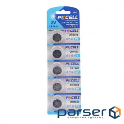 Lithium battery PKCELL CR1620, 5 pcs in a blister (pack. 100 pcs) price per blister . Q30 (PC/CR1620)