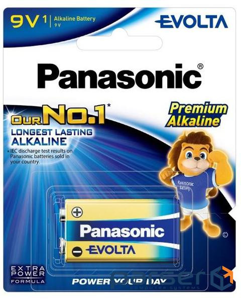 Батарейка Panasonic Evolta лужна 6LR61(6LF22, MN1604, MX1604, Крона) блістер, 1 шт. (6LR61EG/1B)