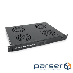 19" вентиляторний модуль 1U Merlion, 4 вентилятори з цифровим термостатом та 1*Shuk (JG-04)